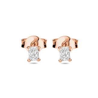 Fancy shape - 0.30 karaat solitaire oorbellen met radiant geslepen diamanten in roodgoud