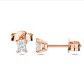 0.30 karaat solitaire oorbellen met radiant geslepen diamanten in roodgoud