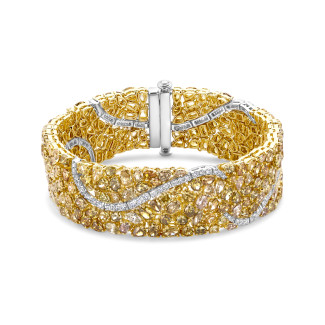Armbanden - Uniek exemplaar – 26,01 karaat rivière armband in geel en wit goud