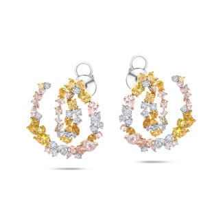 Uniek exemplaar – 9,56 karaat dubbele creolen in geel en wit goud