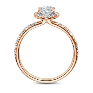 Ringen - 1.00Ct halo ring in rood goud met marquise diamant