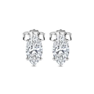 Huwelijksjuwelen - 2.00 karaat solitaire oorbellen in wit goud met marquise diamanten