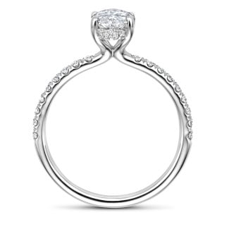 Ringen - 1.00 Ct. solitaire ring in wit goud met marquise diamant en hidden halo