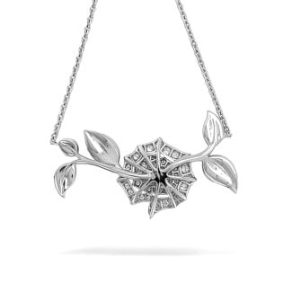 1.45 karaat diamanten roosvormige ketting in witgoud