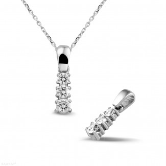Halskettingen - 0.45 karaat trilogie diamanten hanger in wit goud