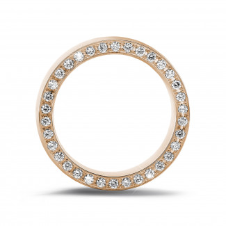 Heren ring - 0.70 karaat brede alliance in rood goud met kleine ronde diamanten in zijkant