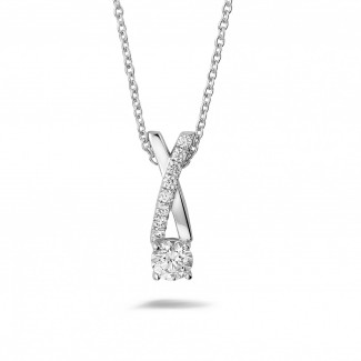 Halskettingen - 0.50 karaat diamanten kruis hanger in platina
