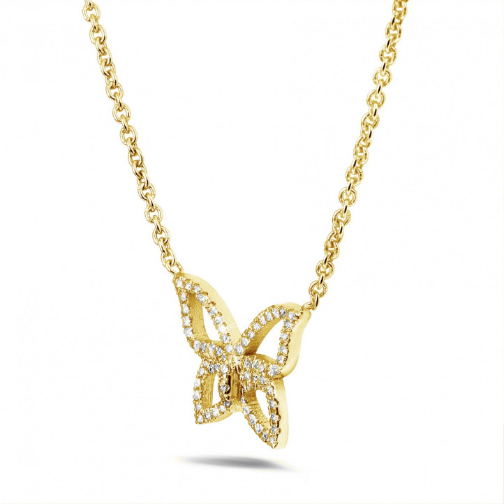 0.30 karaat diamanten design vlinder ketting in geel goud