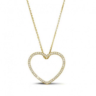 Halskettingen - 0.75 karaat diamanten hartvormige pendant in geel goud