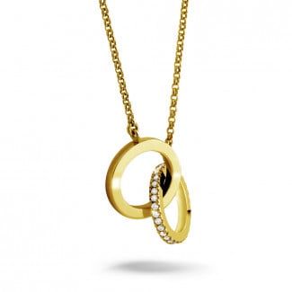 Halskettingen - 0.20 karaat diamanten design infinity halsketting in geel goud