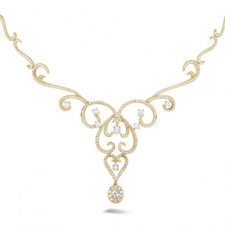 Gouden halsketting - 3.65 karaat diamanten halsketting in geel goud