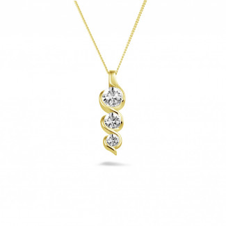 0.85 karaat trilogie diamanten hanger in geel goud