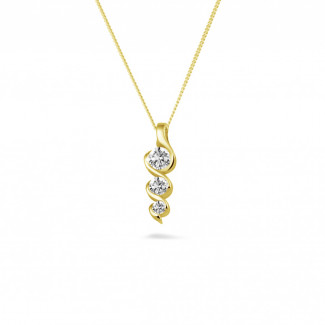 0.38 karaat trilogie diamanten hanger in geel goud
