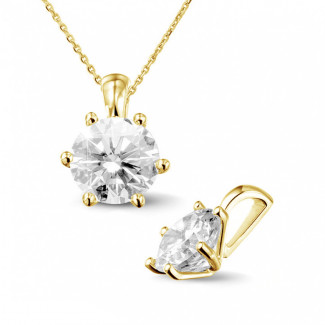 2.00 karaat solitaire hanger in geel goud met ronde diamant