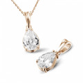 2.00 karaat solitaire hanger in rood goud met peervormige diamant