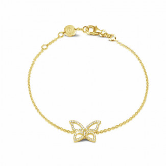 Armbanden - 0.30 karaat diamanten design vlinder armband in geel goud