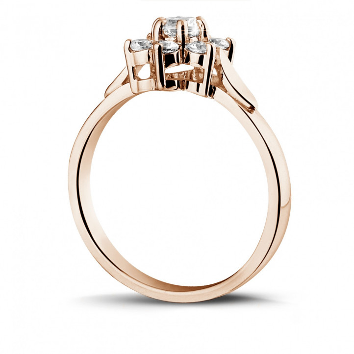 0.50 karaat diamanten bloemenring in rood goud