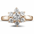 1.15 karaat diamanten bloemenring in rood goud