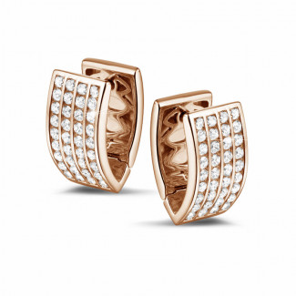 Oorbellen dames - 1.20 karaat diamanten oorbellen in rood goud