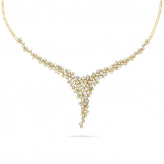 Halskettingen - 5.90 karaat diamanten halsketting in geel goud