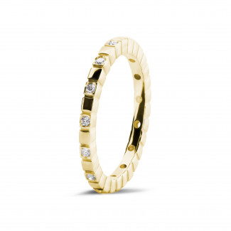 Ringen - 0.07 karaat diamanten geblokte combinatie ring in geel goud