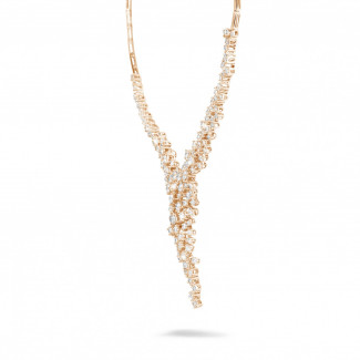 Gouden halsketting - 5.90 karaat diamanten halsketting in rood goud