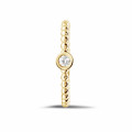 0.07 karaat diamanten combinatie ring met bolletjes in geel goud