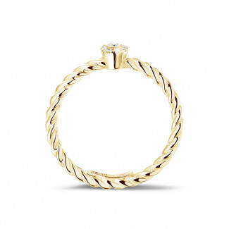 Combinatie-ringen - 0.04 karaat diamanten gedraaide combinatie ring in geel goud