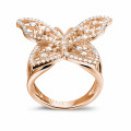 0.75 karaat diamanten design vlinderring in rood goud