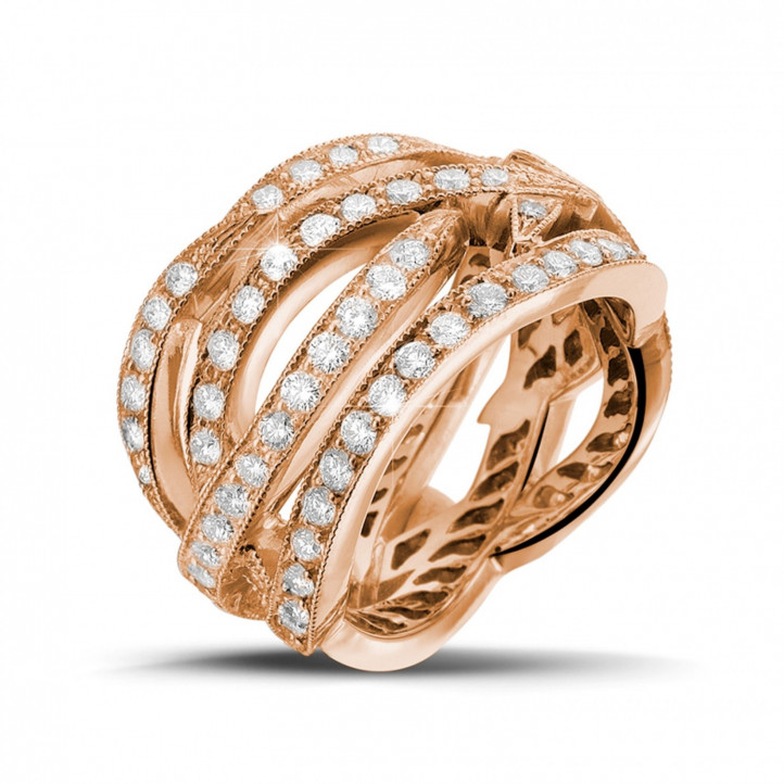 2.50 karaat diamanten design ring in rood goud
