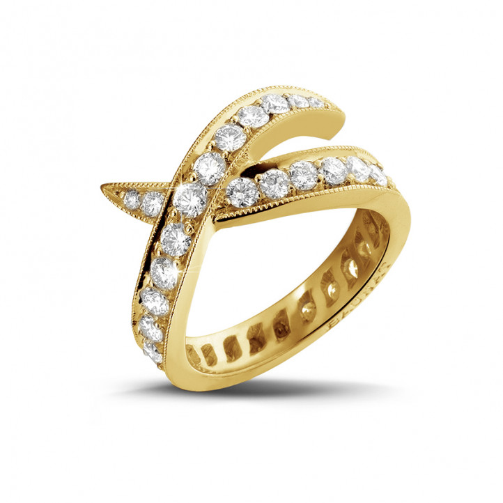 1.40 karaat diamanten design ring in geel goud