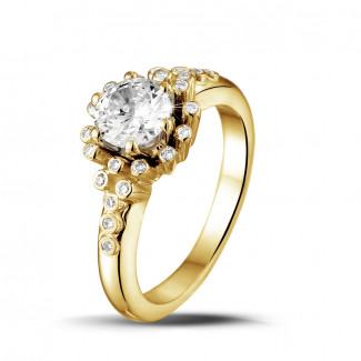Verloving - 0.90 karaat diamanten design ring in geel goud