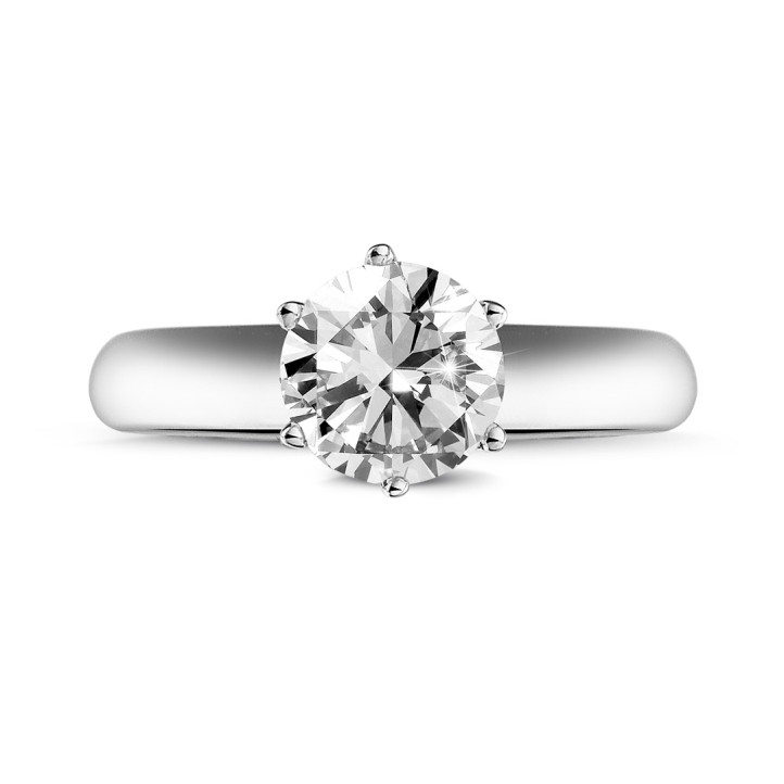 1.25 karaat diamanten solitaire ring in wit goud met zes griffen
