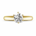 0.70 karaat diamanten solitaire ring in geel goud met zes griffen