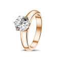 1.50 karaat diamanten solitaire ring in rood goud met zes griffen