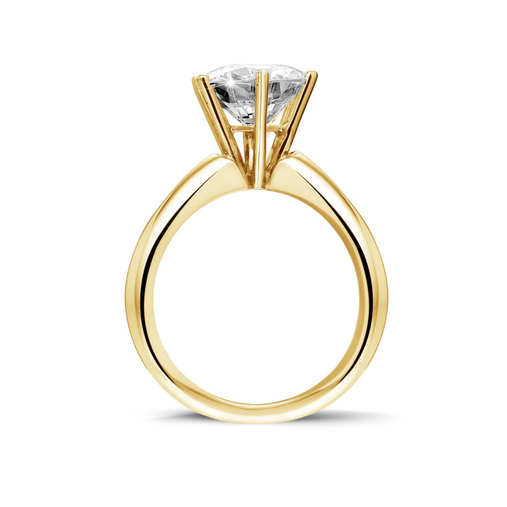 2.50 karaat diamanten solitaire ring in geel goud met zes griffen
