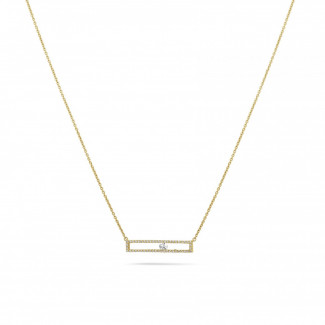 Halskettingen - 0.30 karaat halsketting in geel goud met zwevende ronde diamant