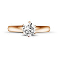 0.50 karaat diamanten solitaire ring in rood goud met zes griffen