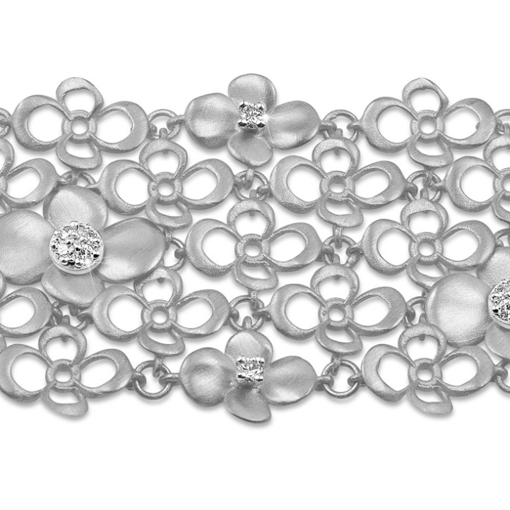 0.80 karaat diamanten design bloemenarmband in wit goud