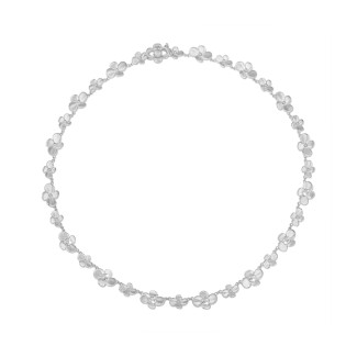 Halskettingen - 0.45 karaat diamanten design bloemenhalsketting in wit goud