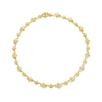Gouden halsketting - 0.45 karaat diamanten design bloemenhalsketting in geel goud