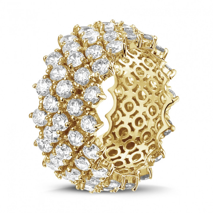 Diamanten ring in geel goud met visgraat design