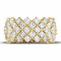 Diamanten ring in geel goud met visgraat design