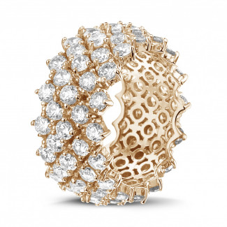 Ringen - Diamanten ring in rood goud met visgraat design
