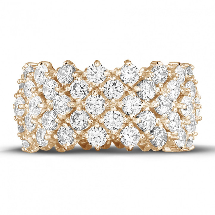Diamanten ring in rood goud met visgraat design