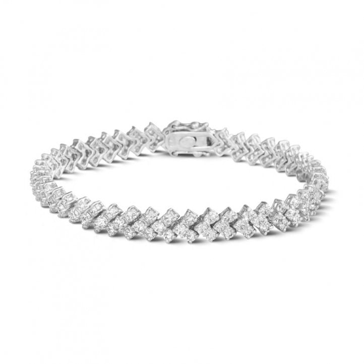 Productief kader Tegenslag 9.50 Ct diamanten armband in wit goud met visgraat design - BAUNAT