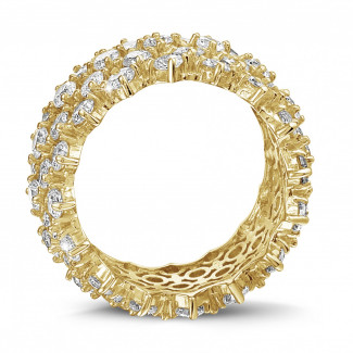 Gouden ring - Diamanten ring in geel goud met visgraat design