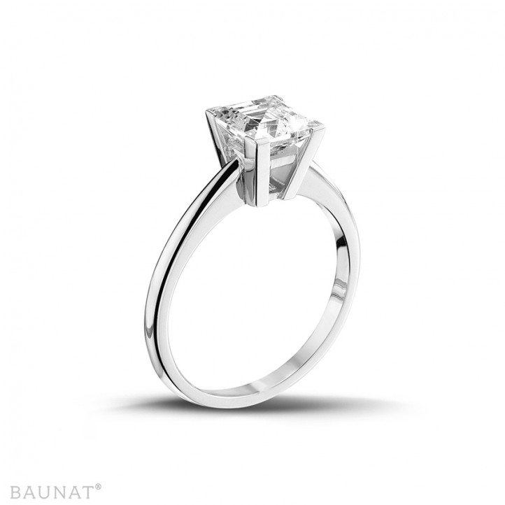 2.00 karaat solitaire ring in wit goud met princess diamant van uitzonderlijke kwaliteit (D-IF-EX-None fluorescentie-GIA certificaat)