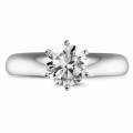 1.00 karaat solitaire ring in wit goud met zes griffen en ronde diamant van uitzonderlijke kwaliteit (D-IF-EX-None fluorescentie-GIA certificaat)