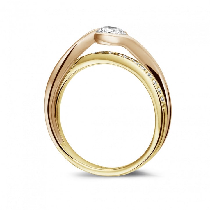 0.50 karaat diamanten solitaire ring in geel en rood goud
